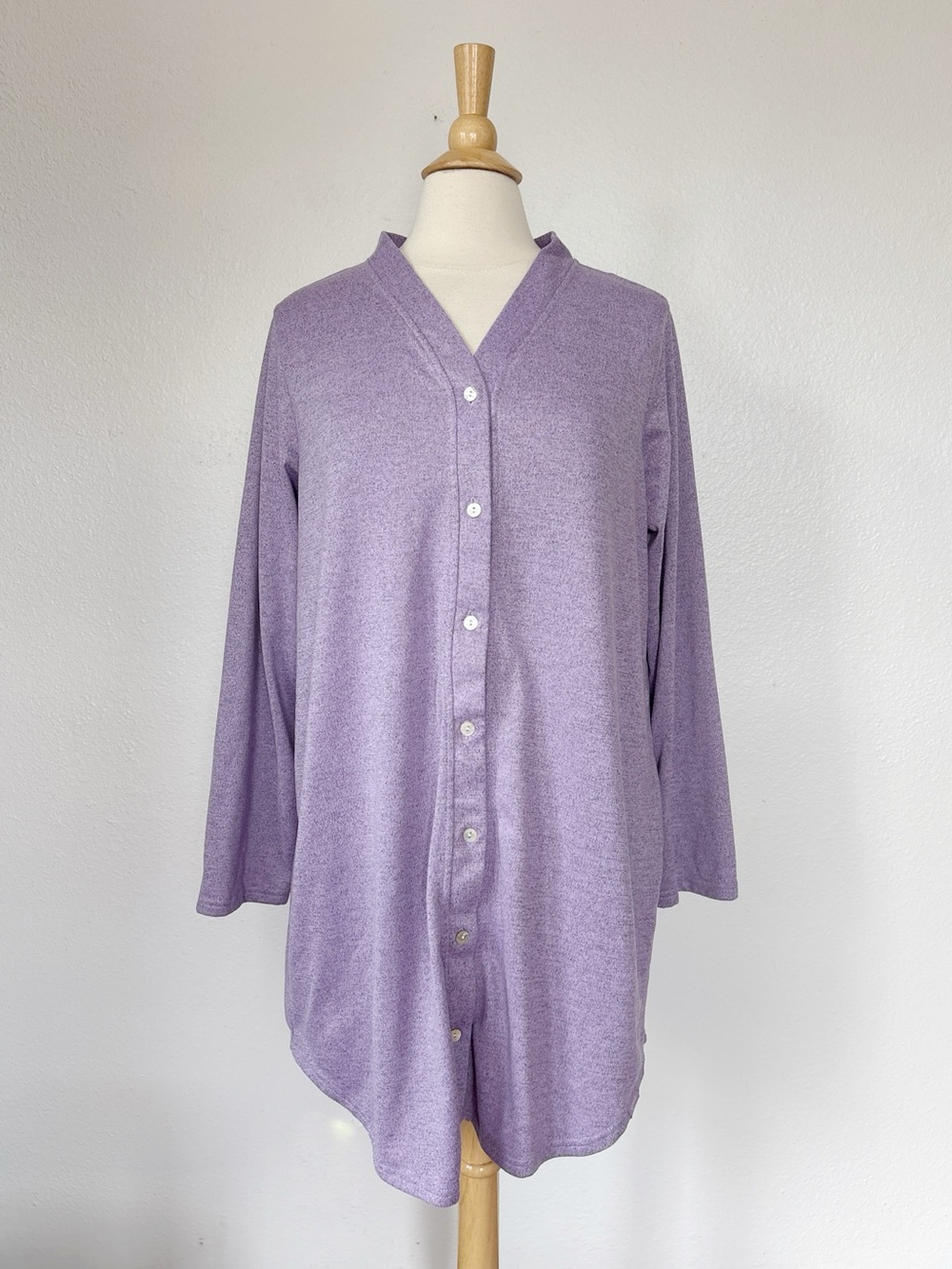 Light Purple V-Neck Button-Front Women's Top